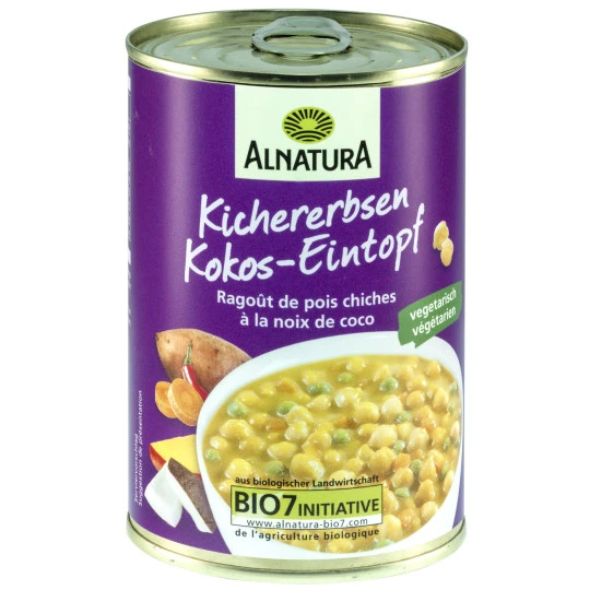 Bio Kichererbsen Kokos-Eintopf 400G 1 Bio Kichererbsen Kokos-Eintopf 400G